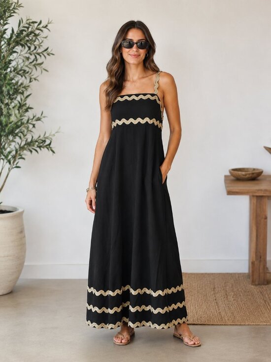 Love, Calliope Dresses & Skirts - Ribbon Detail Black Yana Style Maxi Dress - NEW - Boutique Find - Deal!